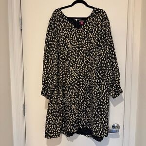 Vince Camuto Black & Beige Polka Dot Dress